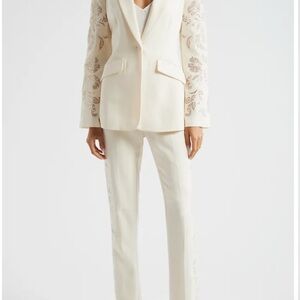 Cinq à Sept Cream Lace Detail Pantsuit